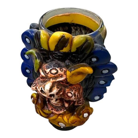 Aztec Mexican shot glass 3 oz clay stones Tribal man - Picture 5 of 13